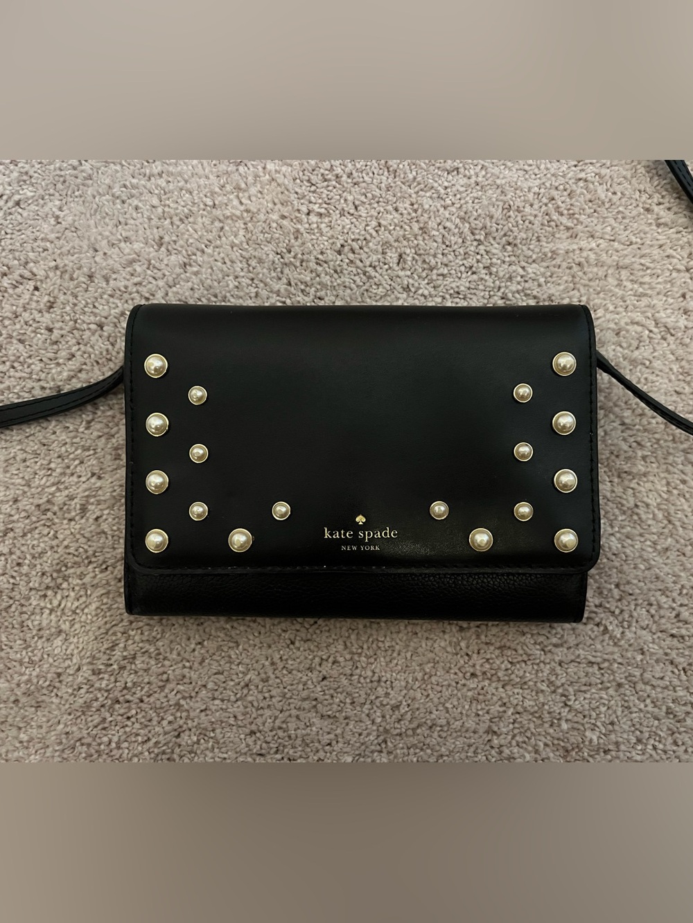 kate spade Black Pearl-Accent Crossbody Clutch